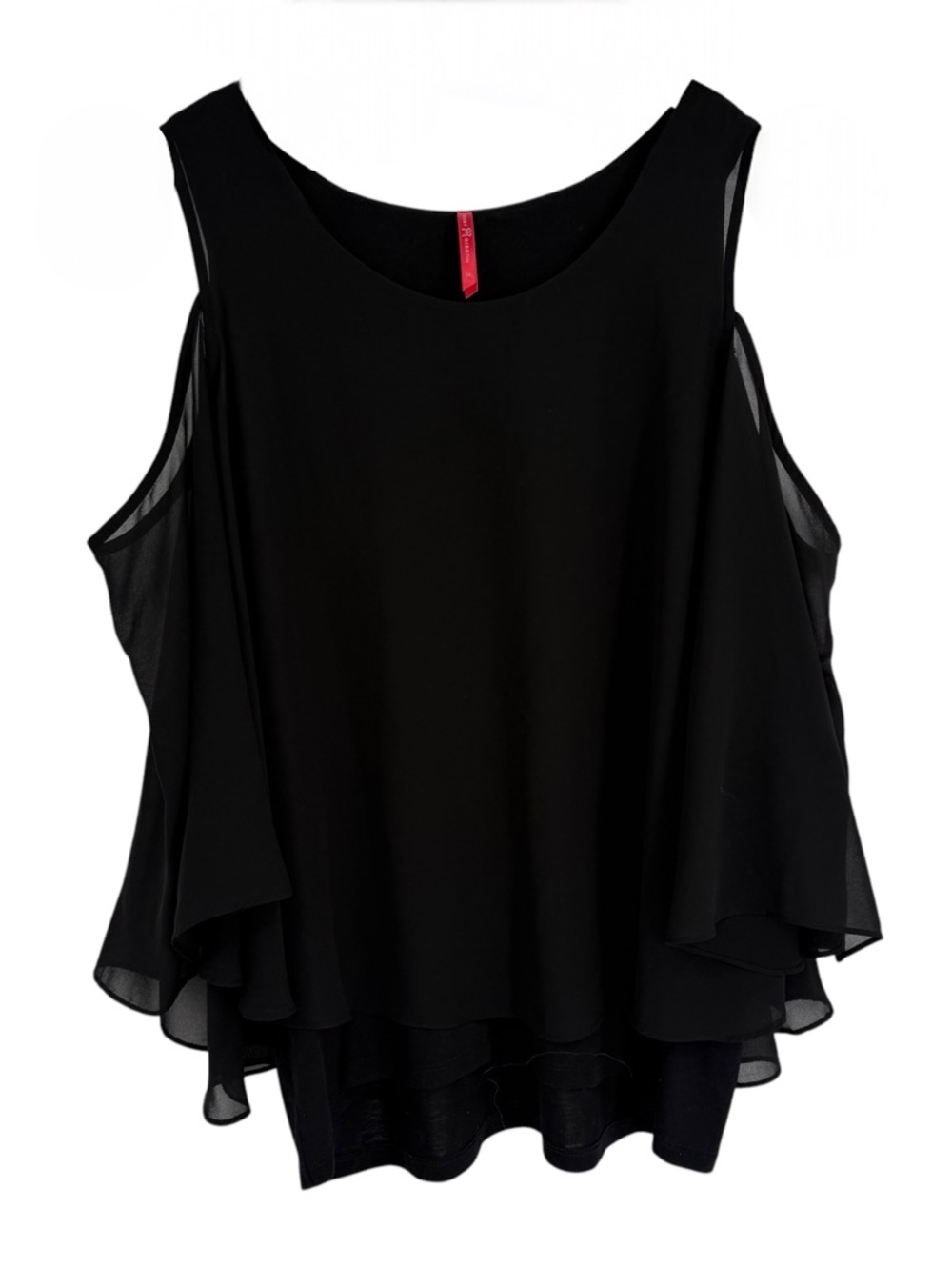 Ruby Ribbon Black Layered Tank Top Size 2XL (XXL) Sleeveless Gauzy Blouse